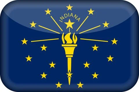 3D Vector Flag of Indiana, USA, Isolated on Transparent Background Stock Illustration