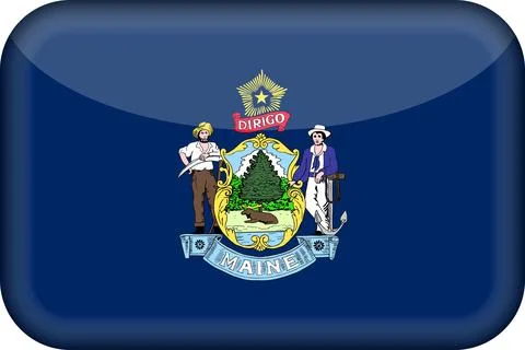 3D Vector Flag of Maine, USA, Isolated on Transparent Background Stock Illustration
