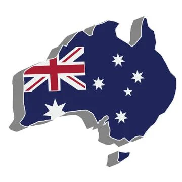 3D vector flag map of Australia Stock Illustration