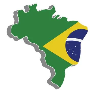 3D vector flag map of Brazil Stock-Illustration