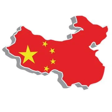 3D vector flag map of China Stock Illustration