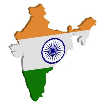 3D vector flag map of India Stock Illustration
