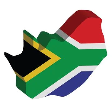3D vector flag map of South Africa Illustrazione stock