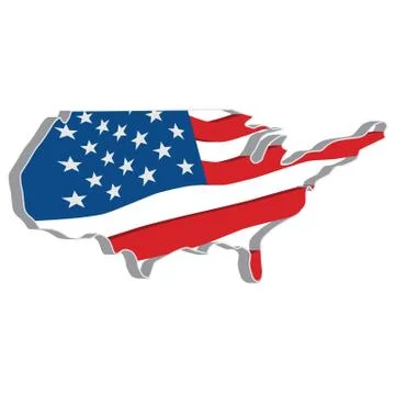 3D vector flag map of the United States of America Stock Illustration
