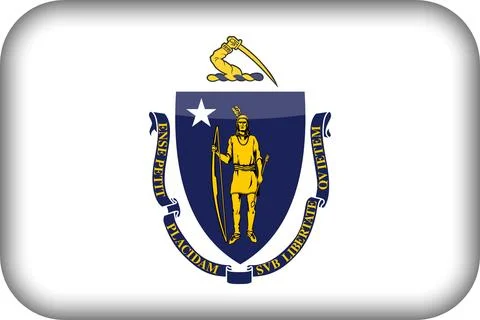 3D Vector Flag of Massachusetts, USA, Isolated on Transparent Background Stock Illustration
