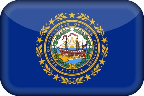 3D Vector Flag of New Hampshire, USA, Isolated on White Background Illustrazione stock