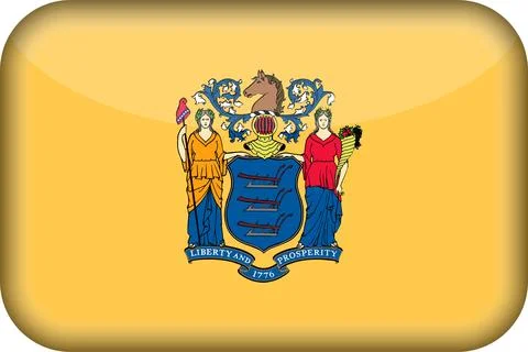 3D Vector Flag of New Jersey, USA, Isolated on White Background Stock Illustration
