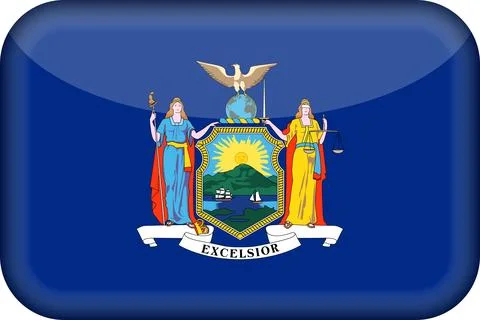 3D Vector Flag of New York, USA, Isolated on White Background Stock Illustration