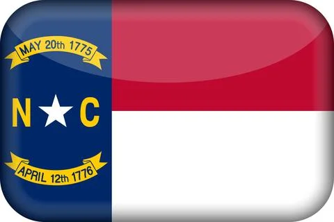 3D Vector Flag of North Carolina, USA, Isolated on White Background Stock Illustration
