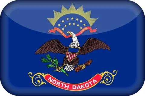 3D Vector Flag of North Dakota, USA, Isolated on White Background Stock Illustration