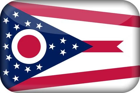 3D Vector Flag of Ohio, USA, Isolated on White Background Stock Illustration