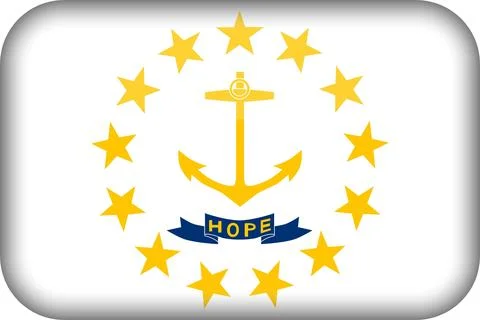 3D Vector Flag of Rhode Island, USA, Isolated on White Background Stock Illustration