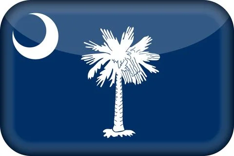 3D Vector Flag of South Carolina, USA, Isolated on White Background Stock Illustration