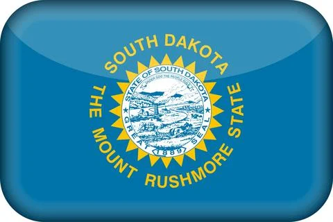 3D Vector Flag of South Dakota, USA, Isolated on White Background Stock Illustration