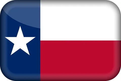 3D Vector Flag of Texas, USA, Isolated on White Background Stock Illustration