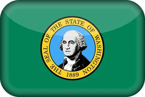 3D Vector Flag of Washington, USA, Isolated on White Background Illustrazione stock
