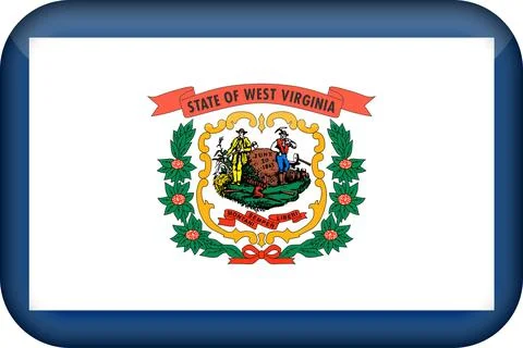 3D Vector Flag of West Virginia, USA, Isolated on White Background Illustrazione stock
