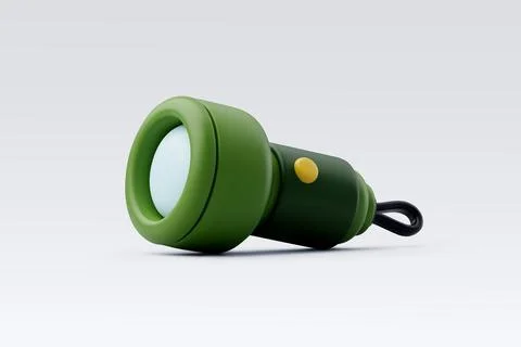 3d Vector Flashlight, Travel and camping adventure concept. Stock Illustration