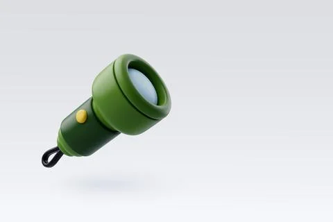 3d Vector Flashlight, Travel and camping adventure concept. Stock Illustration