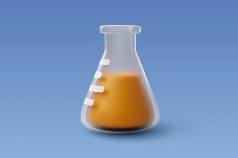 3d Vector Flask Chemistry, Scientific banner for medicine, Biology, Chemist.. Stock Illustration