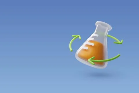 3d Vector Flask Chemistry, Scientific banner for medicine, Biology, Chemist.. Stock Illustration