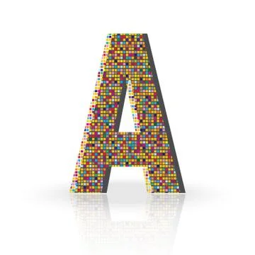 3D Vector Font with Reflection Alphabet Letter A Stock Illustration