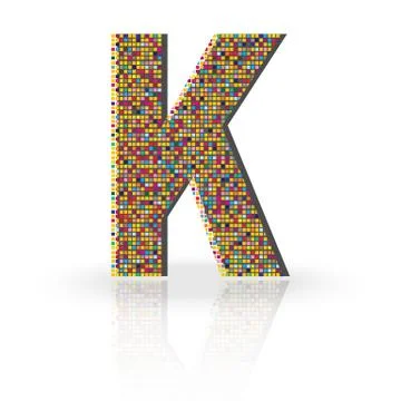 3D Vector Font with Reflection Alphabet Letter K Stock Illustration