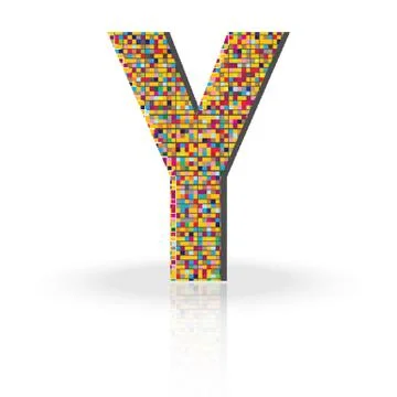 3D Vector Font with Reflection Alphabet Letter Y Stock Illustration