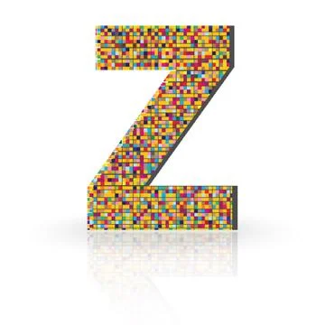 3D Vector Font with Reflection Alphabet Letter Z Stock Illustration