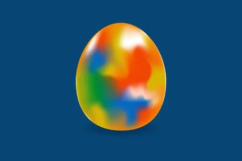 3D vector form of egg in rainbow heat map colors gradient on blue background Illustrazione stock