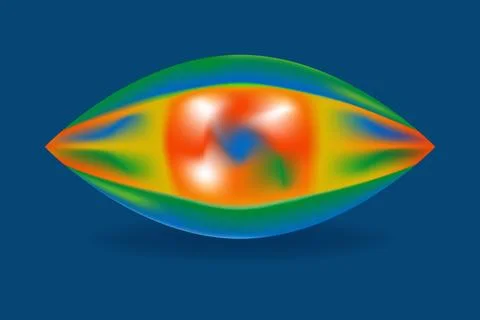 3D vector form of eye in rainbow heat map colors gradient on blue background Illustrazione stock