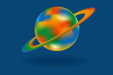 3D vector form of planet Saturn in rainbow heat map colors gradient イラスト素材