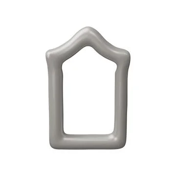 3D vector frame, grey glossy window or door, vintage arch border design Stock Illustration