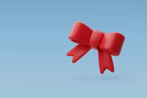 3d Vector Gift bow red ribbon, Present gift. Stock Illustration
