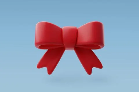 3d Vector Gift bow red ribbon, Present gift Stock Illustration