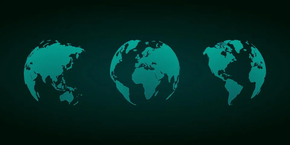 3D vector globes green set Stock-Illustration