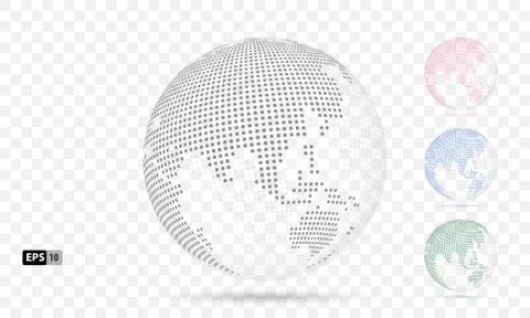 3D Vector Globes with World Maps and continent Stock Illustration