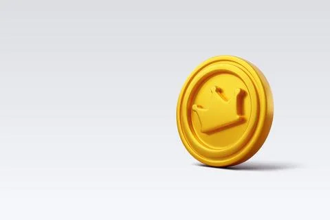3d Vector Gold coin prize with star sign, Victory game champion. Stock Illustration