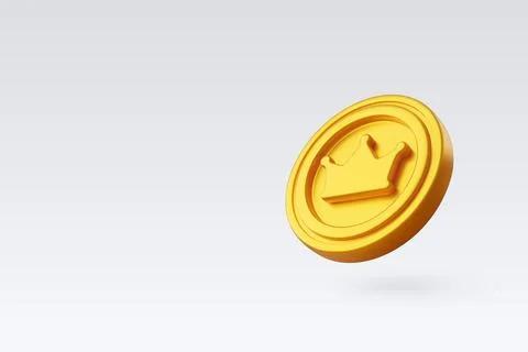 3d Vector Gold coin prize with star sign, Victory game champion. Stock Illustration