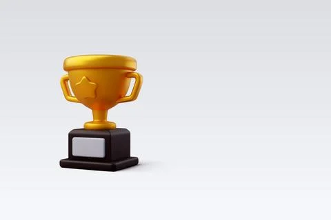 3d Vector Golden trophy cup with star, Premium Quality guarantee label. Stock Illustration