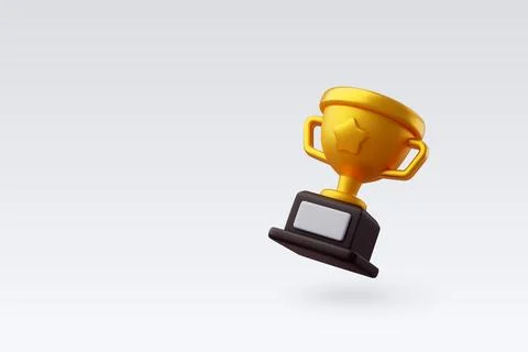 3d Vector Golden trophy cup with star, Premium Quality guarantee label. Stock Illustration