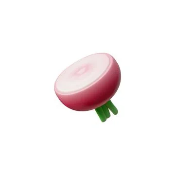 3d vector graphics depicting a ripe half of a pink radish on a white background 스톡 일러스트