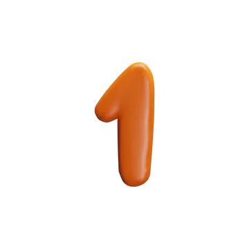 3D vector graphics in the form of a bright orange plasticine number one. Illustrazione stock