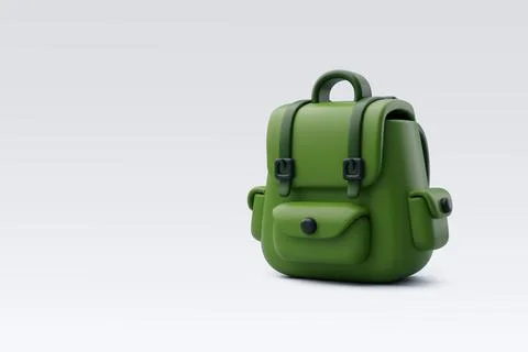 3D Vector Green backpack for camping, School or travel concept. Stock Illustration