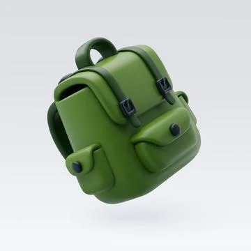 3D Vector Green backpack for camping, School or travel concept. Stock Illustration