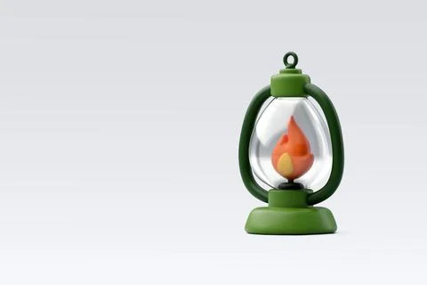 3d Vector Green camping lantern, Travel and camping adventure concept. Stock Illustration