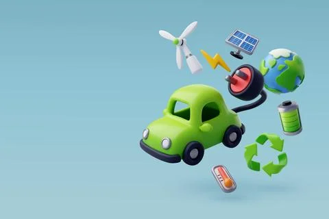 3d Vector Green Energy icon set, Green Energy, Clean Energy. Stock Illustration