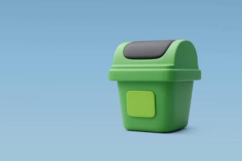 3d Vector Green Trash bin or basket, Recycling icon, Office and Business. Stock Illustration