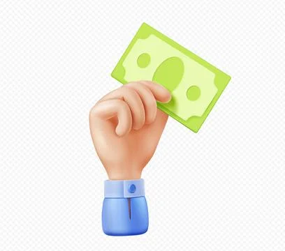 3d vector hand with money bill or dollar note Stock Illustration