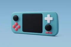 3d Vector Handheld game console, Video game console portable, Game concept.  Illustration #241059076